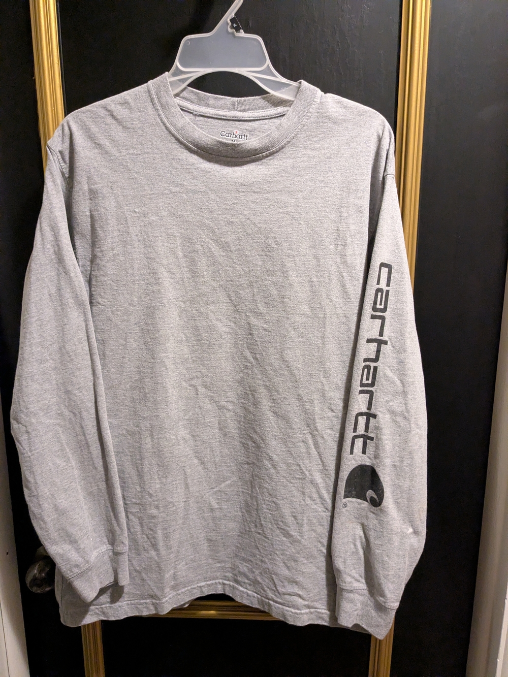 Carhartt Mens Long Sleeve Logo Graphic T-Shirt Heather Gray Size M